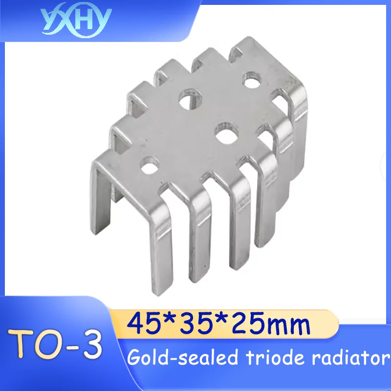 TO-3 مشعاع ثلاثي ذو ختم ذهبي 45*35*25 مللي متر ألومنيوم مع بالوعة حرارية بأربعة فتحات