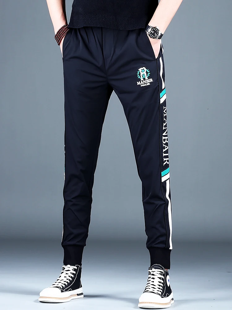 

Мужские облегающие джоггеры в полоску, осенние модные брендовые повседневные брюки Faion, универсальные длинные брюки Qui Dry Spor, молодежные брюки