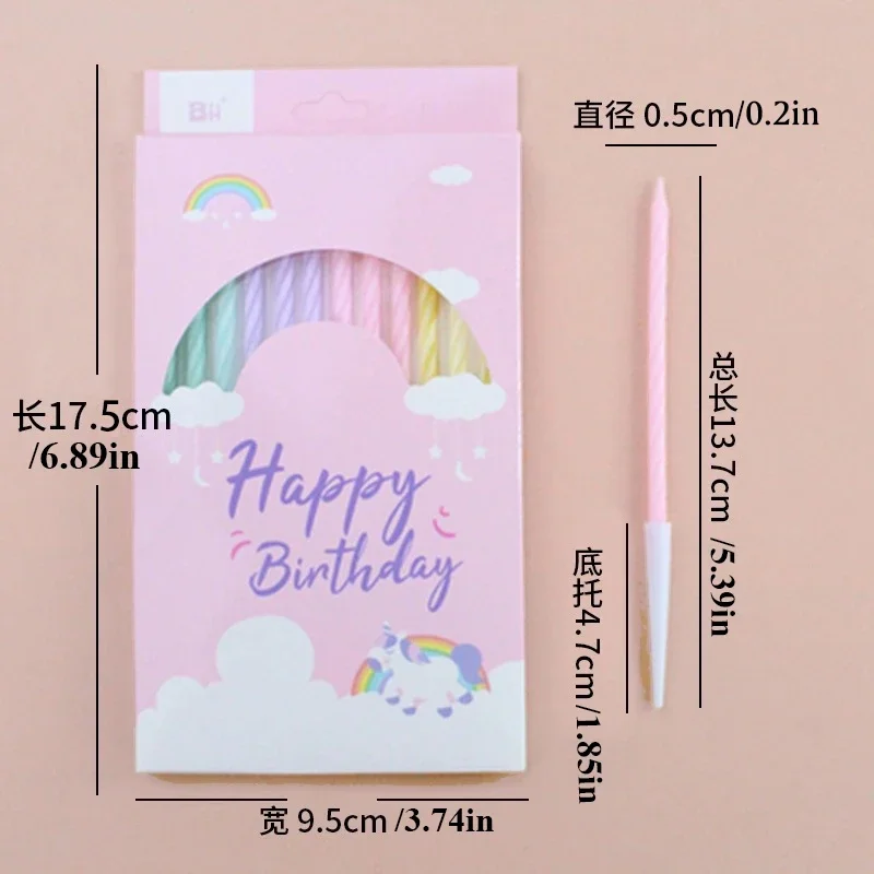 12 /8Pieces Per Box Happy Birthday Cake Thread Candles Colorful Thick Candles Net Red Long Candles Hot selling Crystal Candles