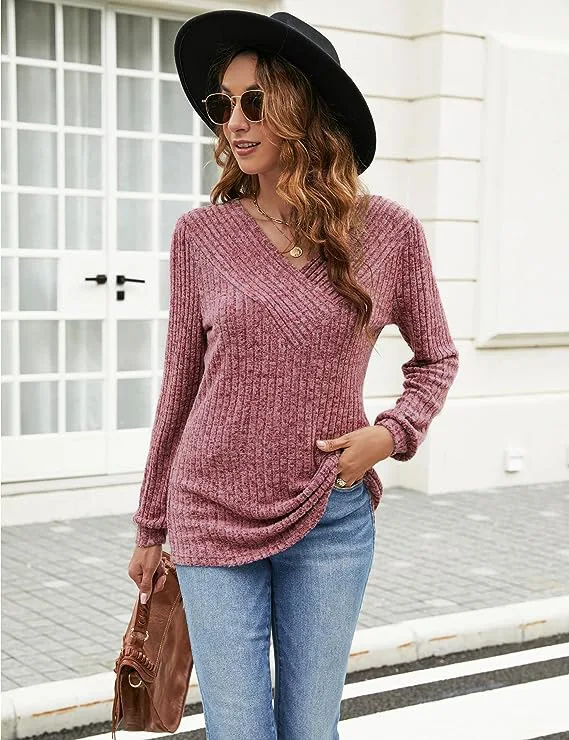 2023 European And American Autumn And Winter New Women's Clothing Large Size Long-Sleeved V-neck Casual Tops Women's Sweatshirts