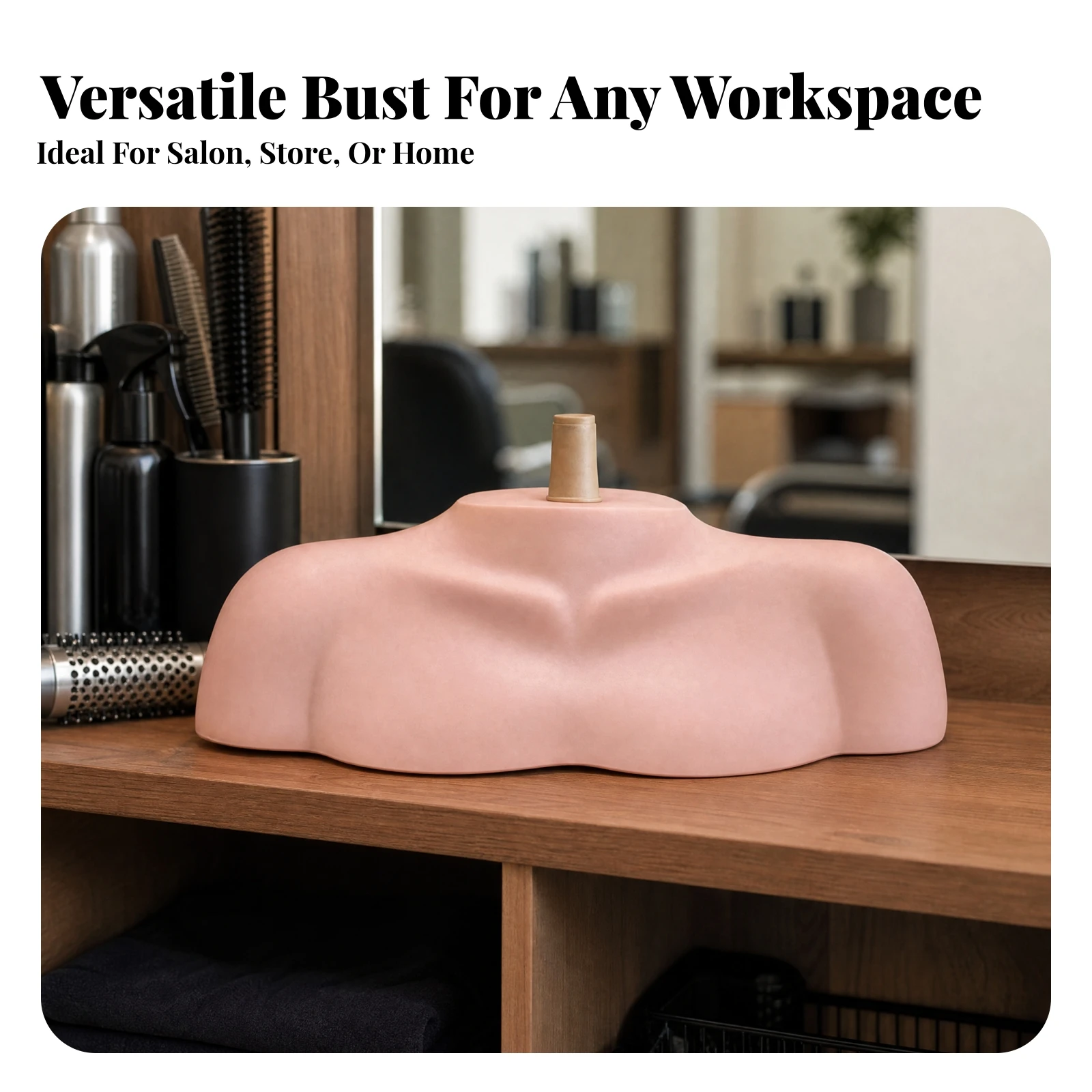 Mannequin Torso with Neck Post Smooth Mannequin Head Stand Hairpiece Head Holder Low-Profile Display Bust Lightweight