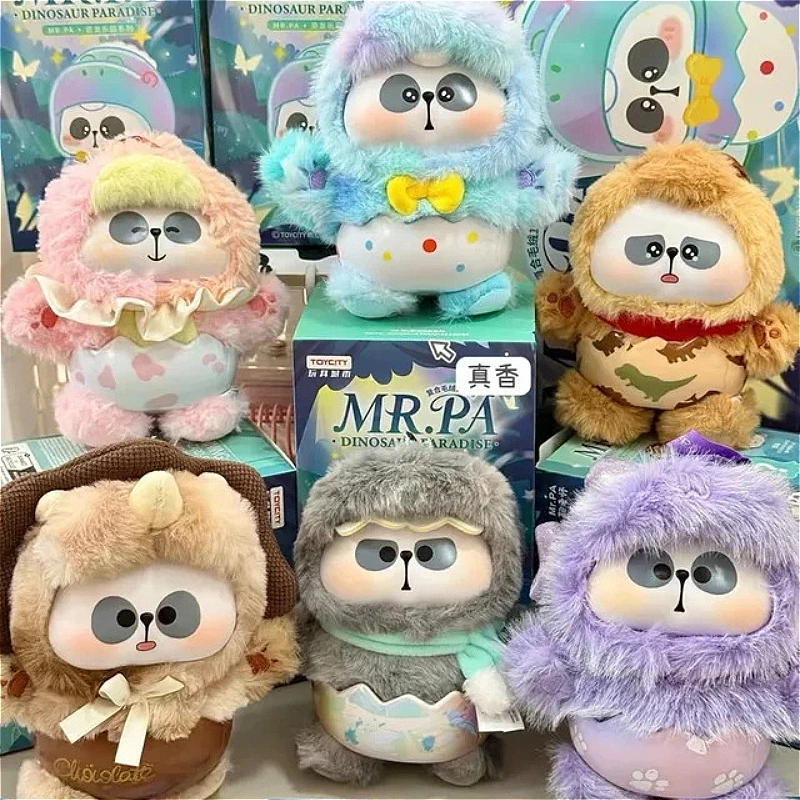 Mr.Pa Dinosaurier-Paradies-Serie Blindbox Niedlicher Vinyl-Plüsch-Anhänger Mystery Box Kawaii Panda Anime-Puppe Überraschungstasche Schlüsselanhänger Geschenk