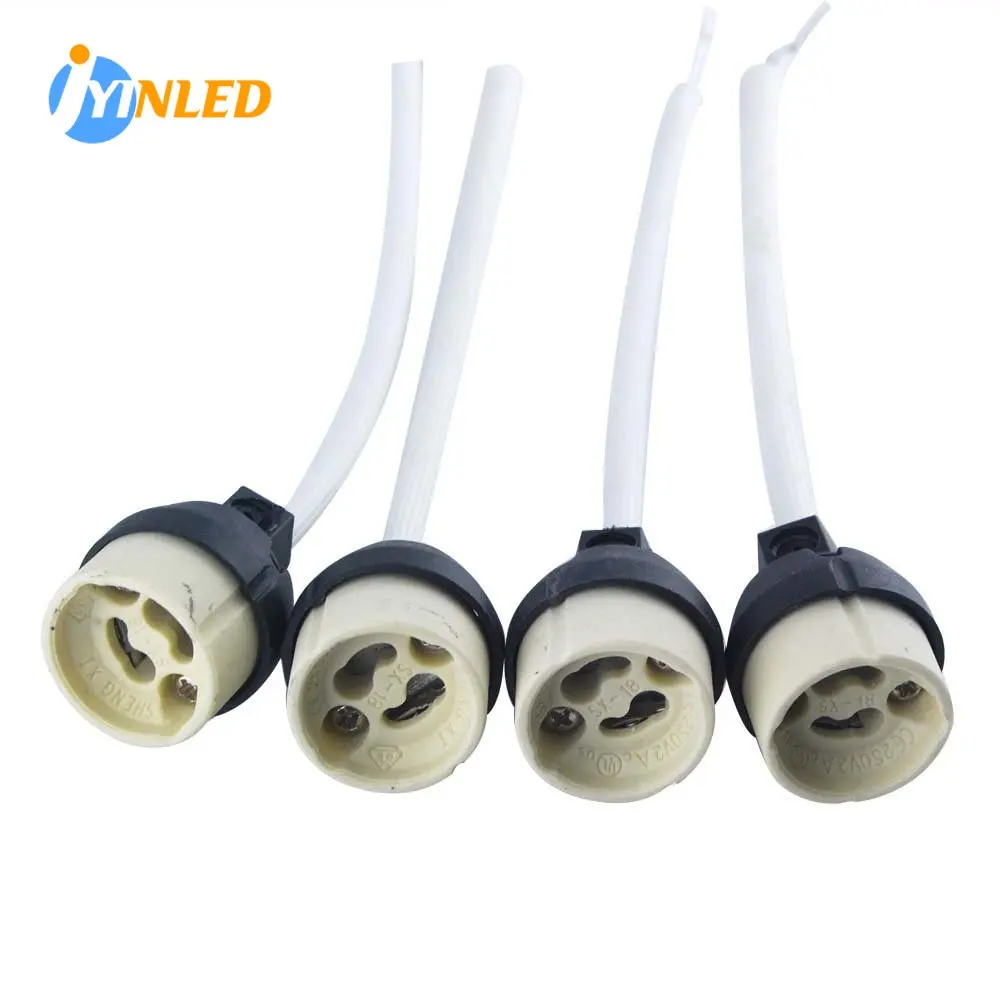 Conector de base de soquete gu10, suporte de cerâmica, fiação de lâmpada para base gu10 halógena socke ou lâmpada led gu10