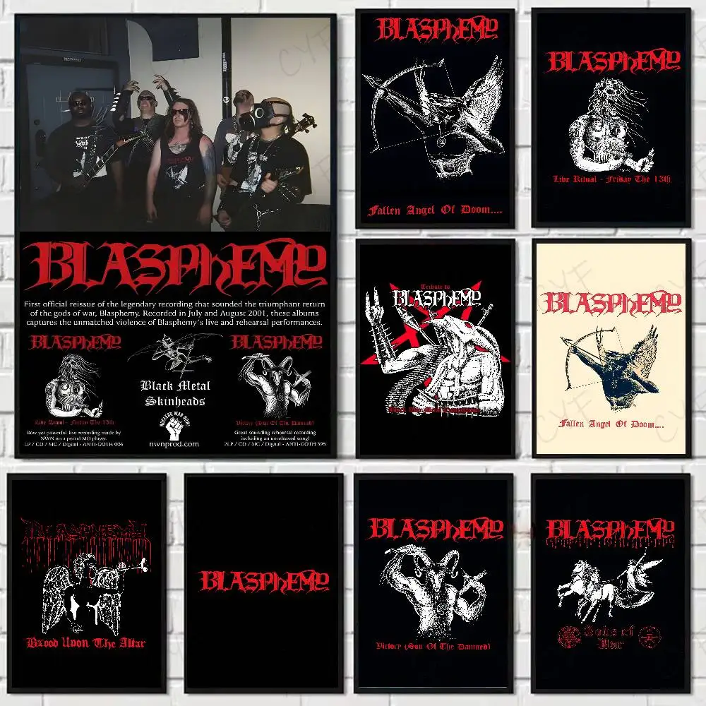ملصق Blasphemys Death Metal Band عالي الدقة على الحائط اللاصق المقاوم للماء وغرفة المعيشة المنزلية وغرفة النوم والديكور الجمالي