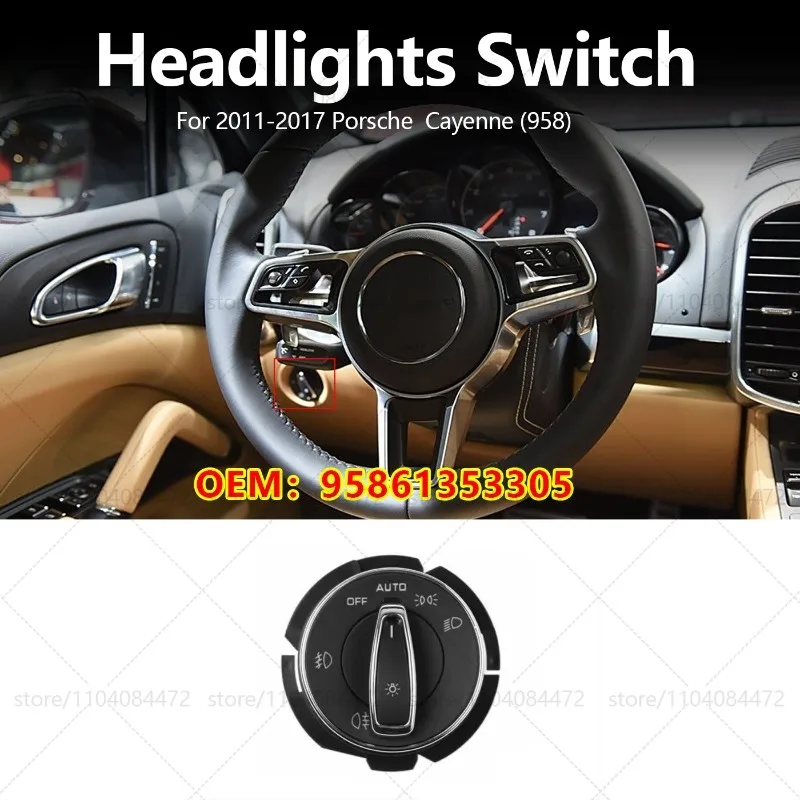 For Porsche 2011-2017 Cayenne 958 Headlight Fog Light Lamp Control Switch Knob OEM 95861353305