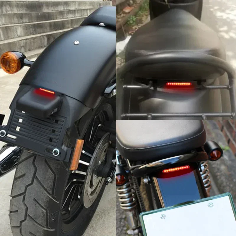 Motorcycle Mini Rear Brake LED Light Tail Stop License Plate 12V Decorative Lamp Modification for Scooter Dirt bike Retro Cruise