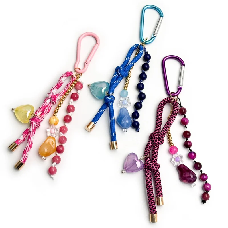 Beads And Braided Rope Bag Charms Boho Purse Charms Car Key Chain Wallet Keychain Accessories For Women