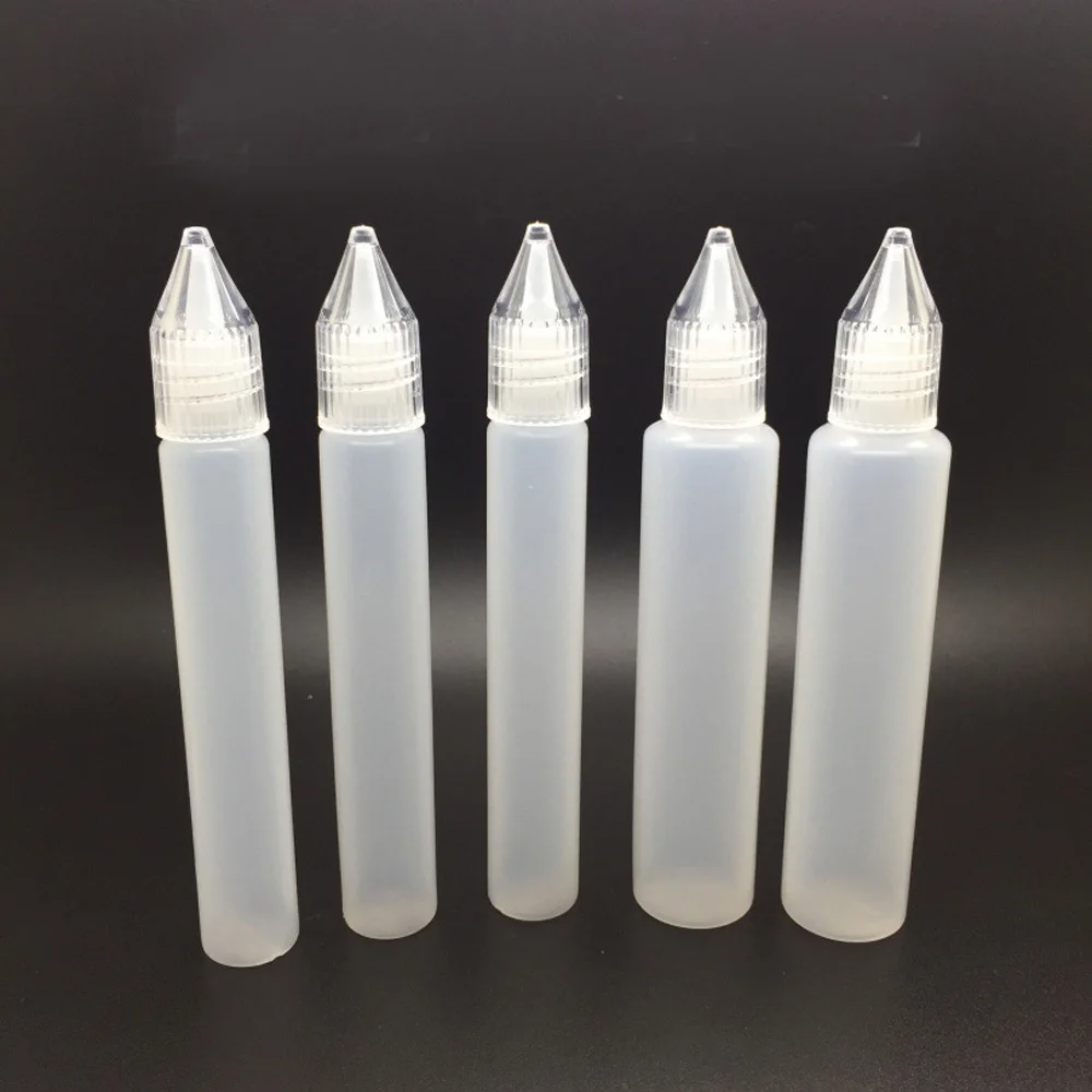 5pcs/lot 15ml 30ml Pen Shape Plastic Needle Tip Dropper Travel Bottles Empty Cosmetic Liquid Bottle with Oil Long Slim Droppe