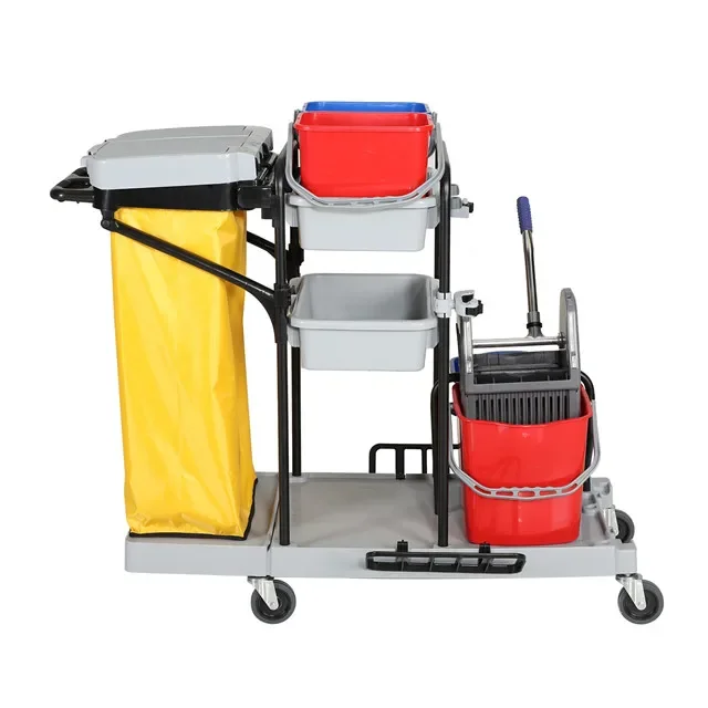 

Cleaning hotel multifunction storage trolley service cart janitor cart