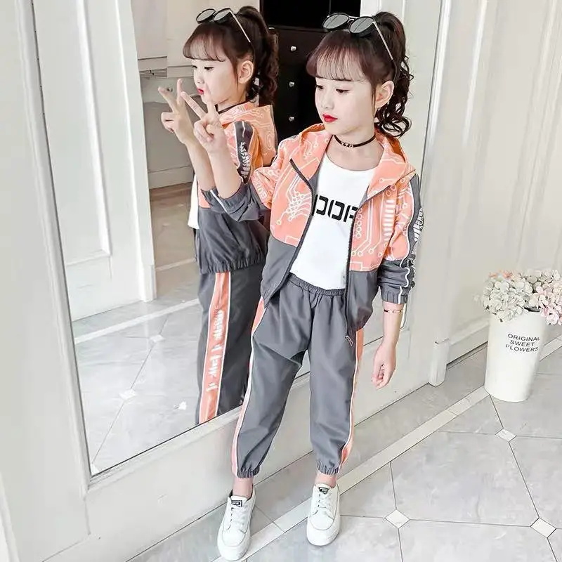 

2pcs Tracksuit for Girls Spring Autumn Children Clothing Sets Hooded Jacket + Pants Casual Kids Clothes Sport Suit