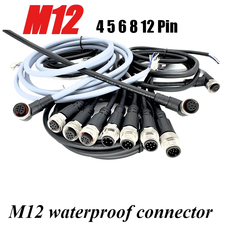 

Водонепроницаемый M12 4-контактный 5-контактный 6-контактный 8-контактный 12-контактный разъем «папа-мама» авиационная вилка ПВХ PUR Удлинительный кабель датчика экрана с 1 м 5 м