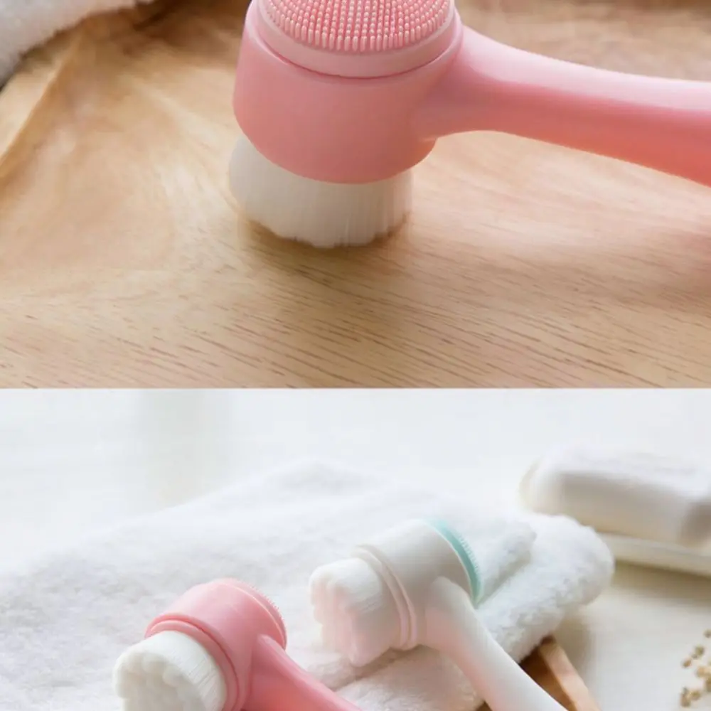 Escova de limpeza facial manual, esfoliador facial de silicone, ferramenta de massagem para cuidados com a pele, com cerdas macias e dupla face, para 