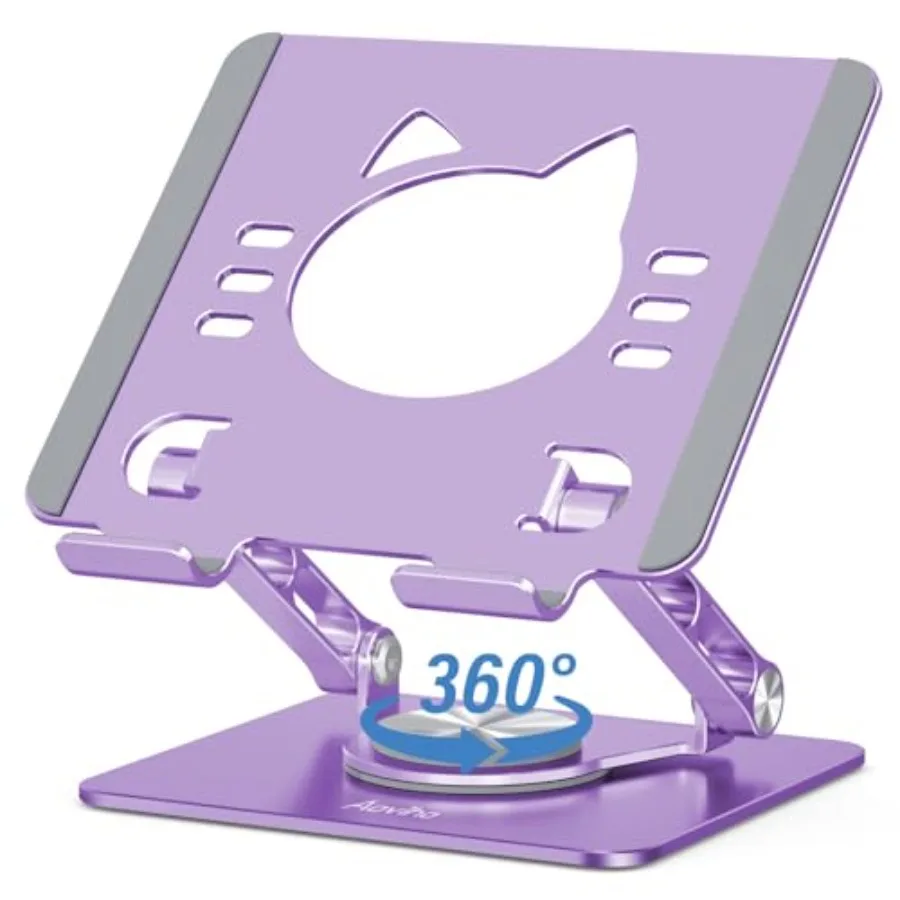 

Подставка для планшета с вращением на 360°, алюминиевый держатель - регулируемая портативная складная подставка для мониторов, совместимая с iPad и планшетами 4-13.3 дюймов