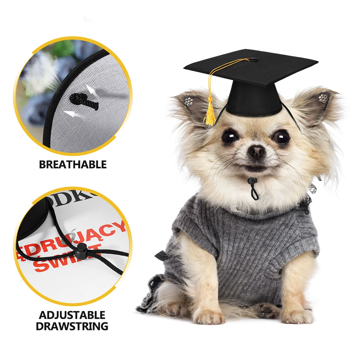 Small Dog Graduation Hats with Yellow Tassel Pet Cap Puppy Doctor Supplies Animal Cat Toy