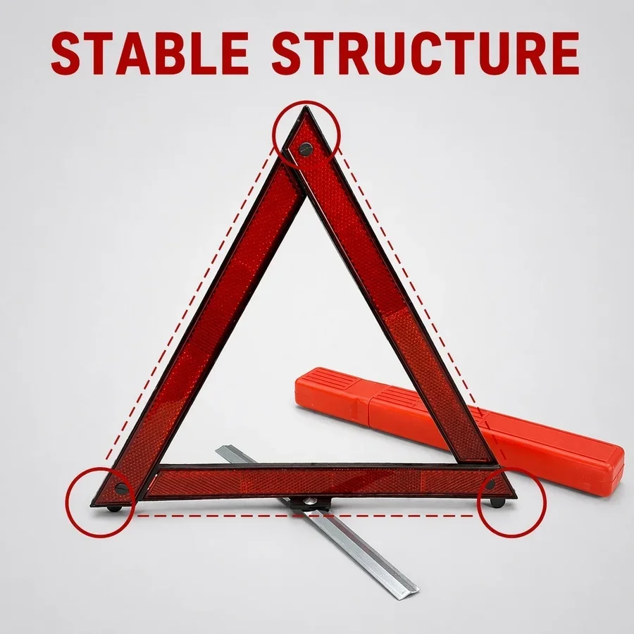 Immagine 4: Triangolo di Emergenza Pieghevole per Auto, Segnale di Stop Riflettente Rosso, Triangolo di Avvertimento per Guasti, Accessori Auto per la Sicurezza