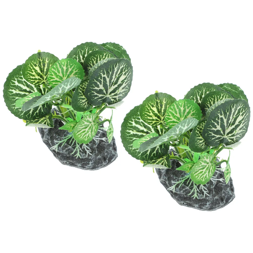 

2Pcs Artificial Aquarium Plants Sturdy Safe Plastic Decorations for Fish Tanks Small Compact No Fade Fish Tank Plants