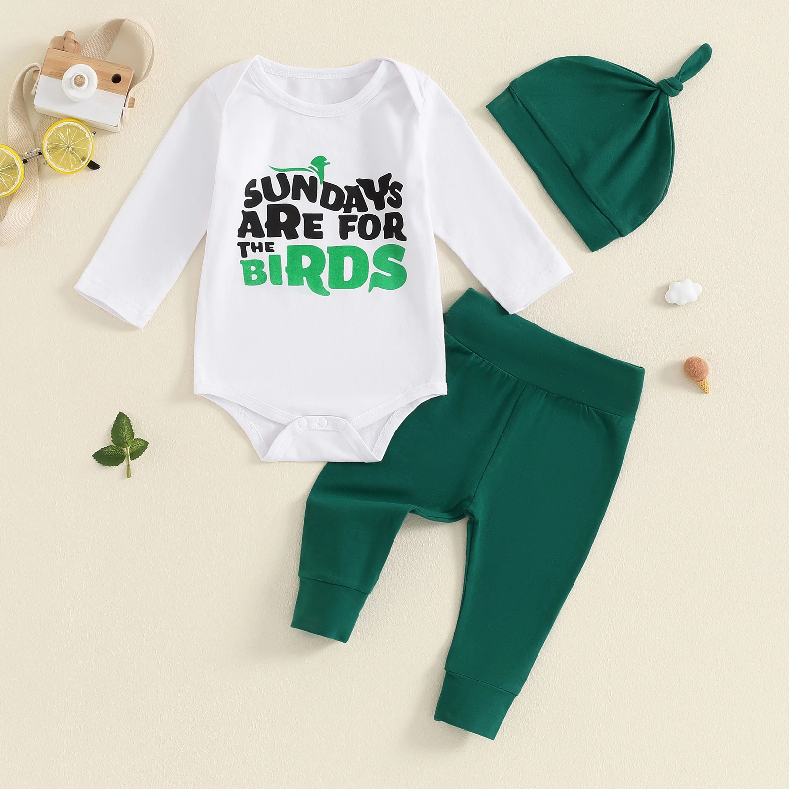

2024-05-07 Lioraitiin 0-18M Baby Boys Pants Set, Long Sleeve Crew Neck Letters Print Romper with Sweatpants and Hat Fall Outfit