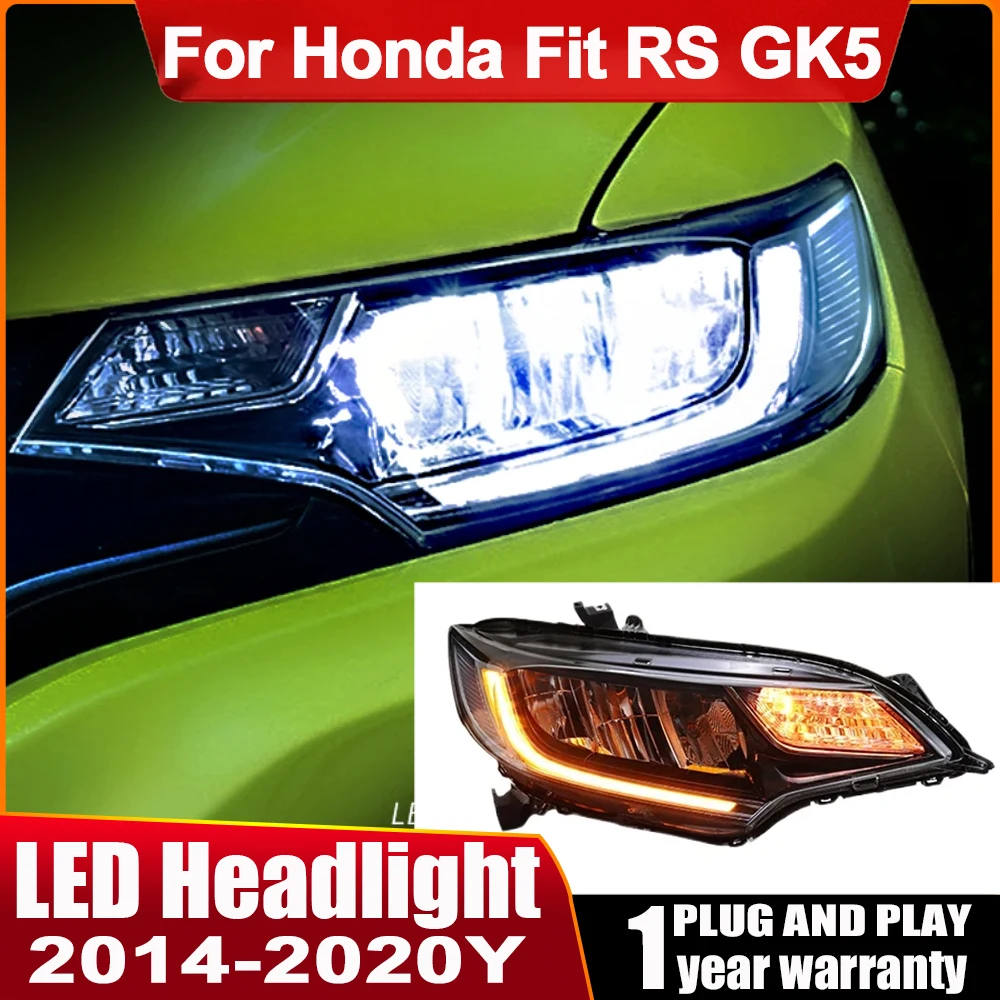 

LED Headlight For Honda Fit RS GK5 Headlamp 2014 2015-2020 JAZZ Head Lamp DRL Signal Projector Lens Auto Accessories Car Styling