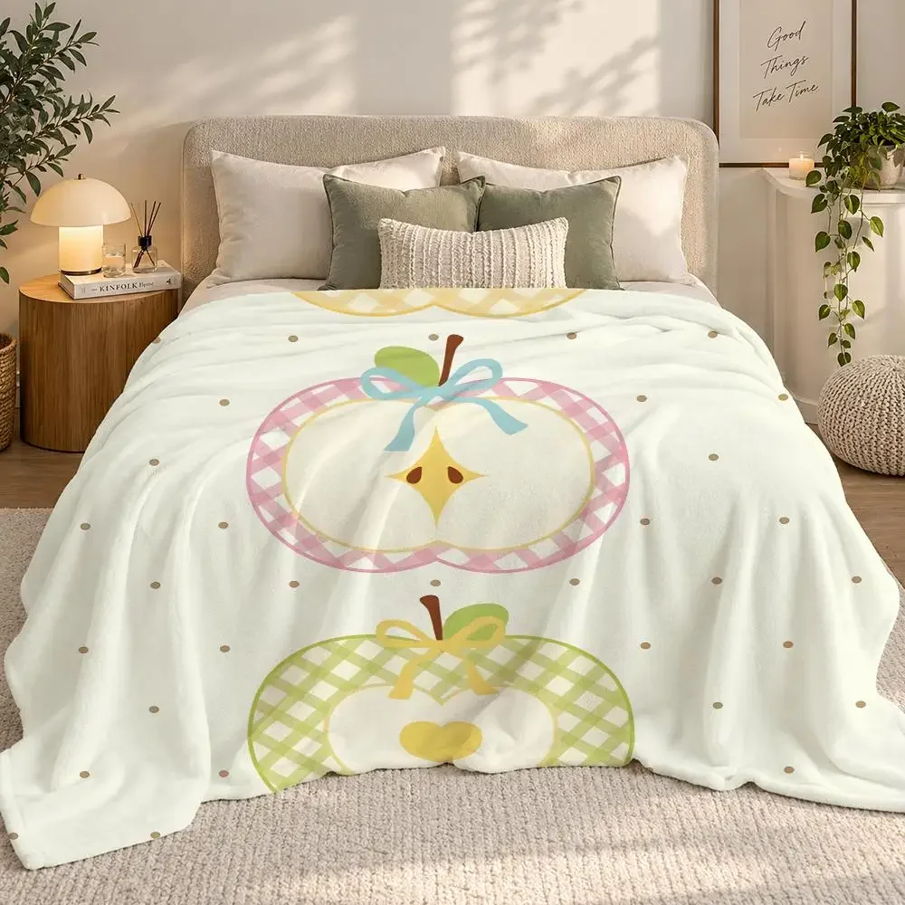 Simple attractive apples Throw 240g flannel blanket, suitable for sofas, beds, offices, exquisite gift blankets