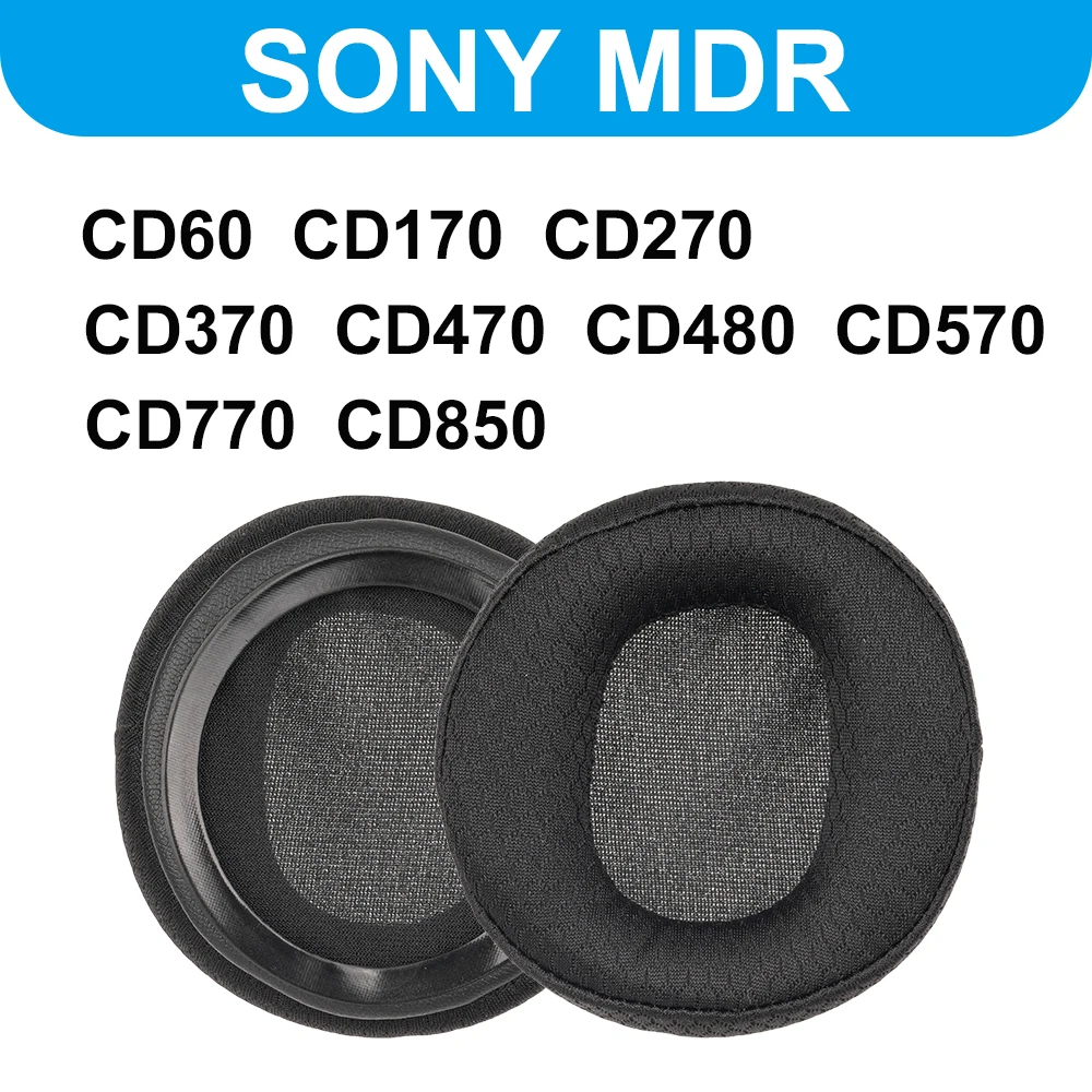 Coussinets d'oreille en tissu maille noire respirant pour l'été, pour écouteurs Sony MDR-CD60 CD170 CD270 CD370 CD470 CD480 CD570 CD770 CD850
