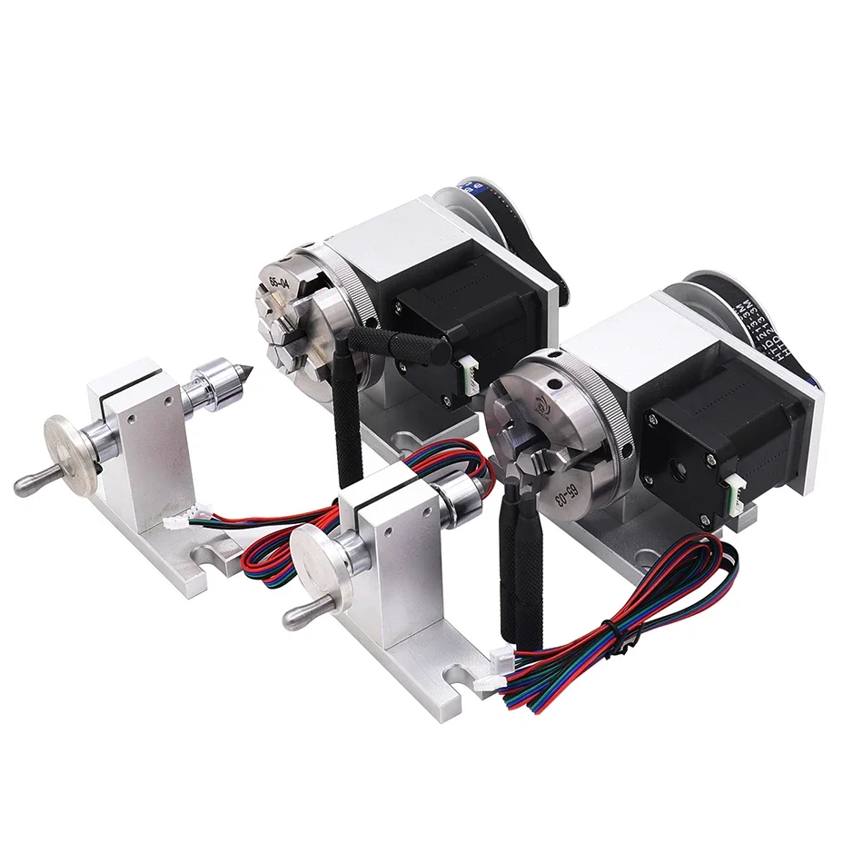 CNC 4 軸回転軸と心押し台 3 爪チャック 65 ミリメートル 50 ミリメートル cnc 4 軸回転テーブル 2 相 42 ステッピングモーター旋盤用心押し台