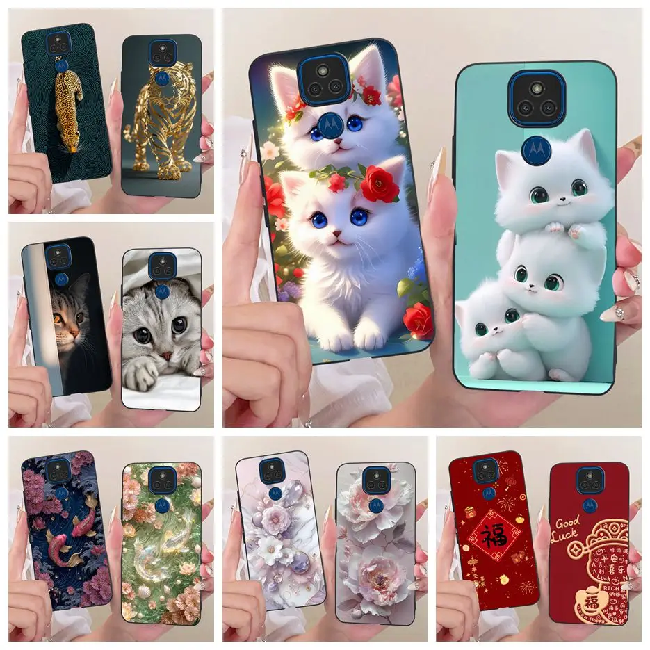 Coque de téléphone en TPU souple pour Motorola Moto E7 Plus XT2081-1 XT2081-2, motif chat mignon, peinture artistique, étui pour Moto E7 MotoE7 Plus