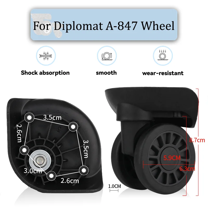 

For Diplomat A-847 Universal Wheel Replacement Suitcase Rotating Smooth Silent Shock Absorbing Wheel Accessories Wheels Casters