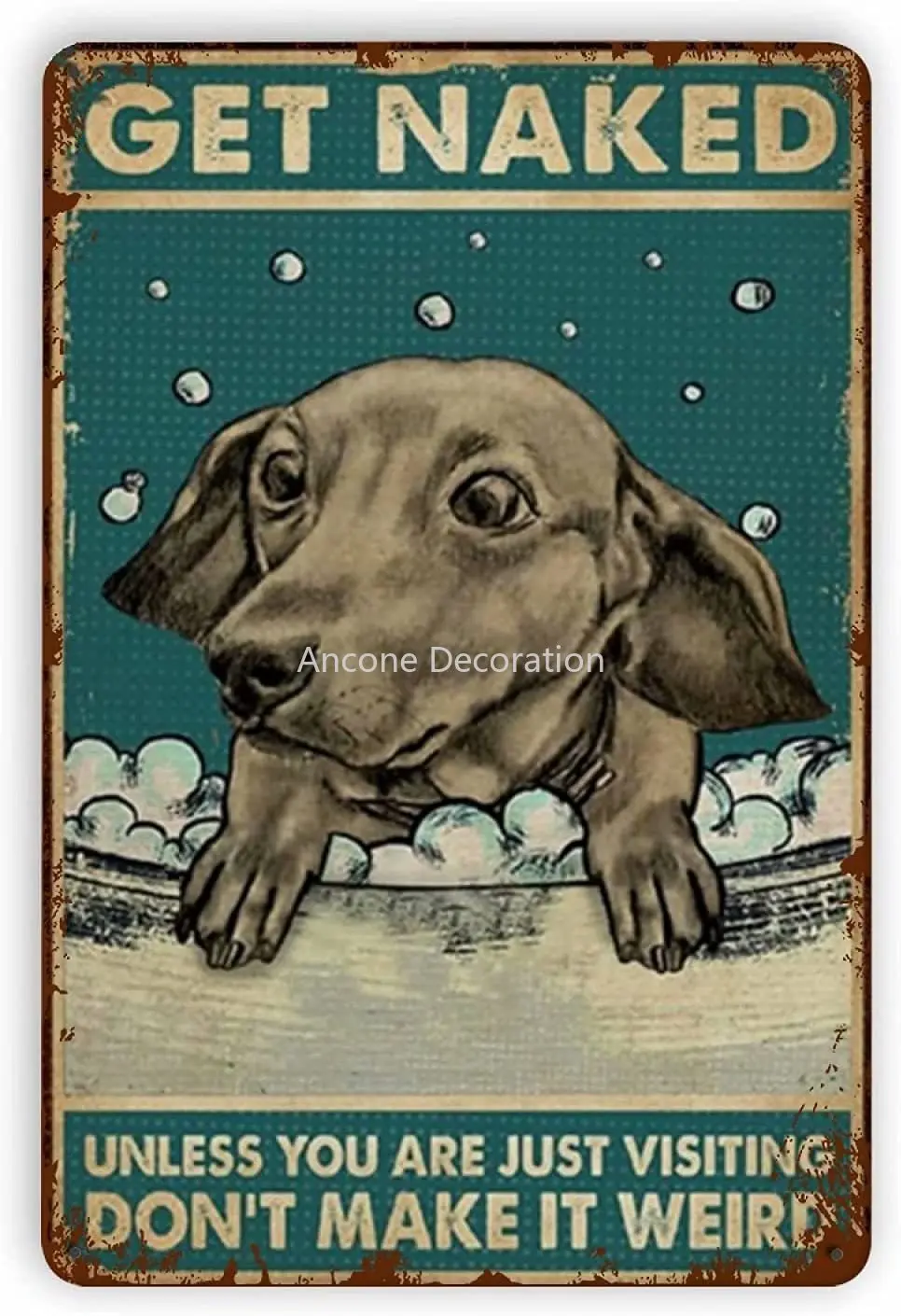 

Dachshund Bathtub Metal Tin Sign Retro Wall Decoration Aluminum Poster Suitable for Family Bathroom Cafe Garage