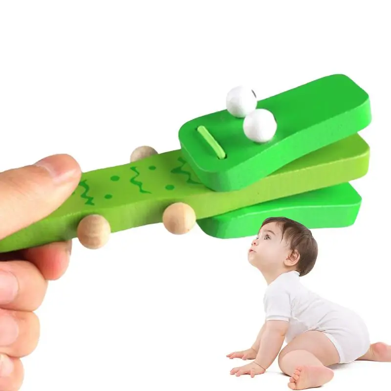 

Finger Castanet Wood Crocodile Hand Finger Castanets Educational Percussion Instrument Toy Music Clapper For Adults Kids Toddler