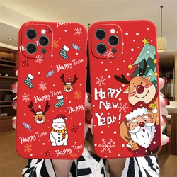 Regalo di Natale Capodanno Babbo Natale alce di Natale Custodia per telefono rossa per iPhone 14 11 12 13 Pro Max Mini XS XR 8 7 Plus Cover Fundas