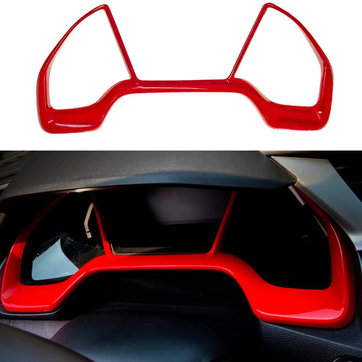 

Red Glossy Dashboard Trim Frame For Instrument Cluster Cover Compatible With 10th Gen Civic 2016–2021