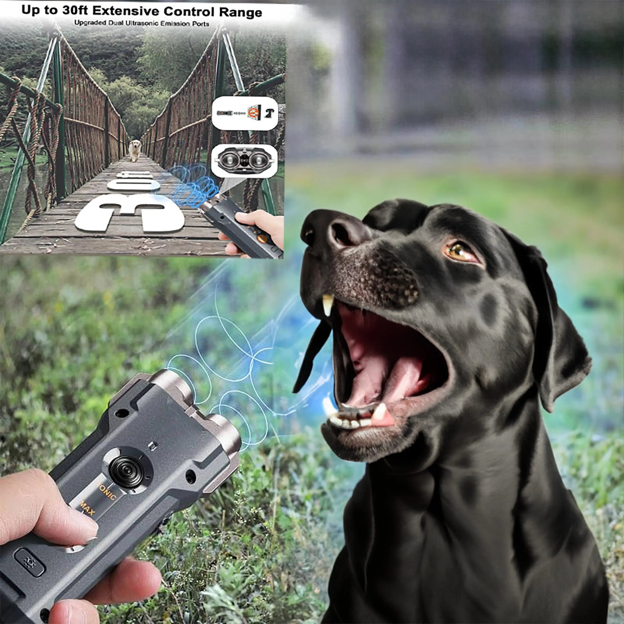 Imagem -05 - Ultrasonic Dog Bark Stop Device Dispositivo de Treinamento Anti-casca Pare o Mau Comportamento com Luzes Led