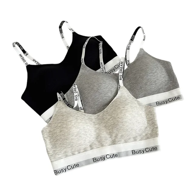 American Casual Sporty Style Bra, Seamless Nude Feel Without Underwire, Black and White Color Bra KUCLUT