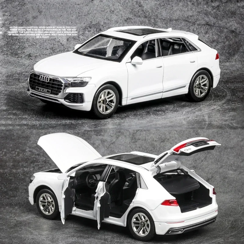 1:24 AUDI Q8 SUV Alloy Car Model Diecast & Toy Metal Vehicles Car Model Simulation Collection Sound and Light Childrens Toy Gift