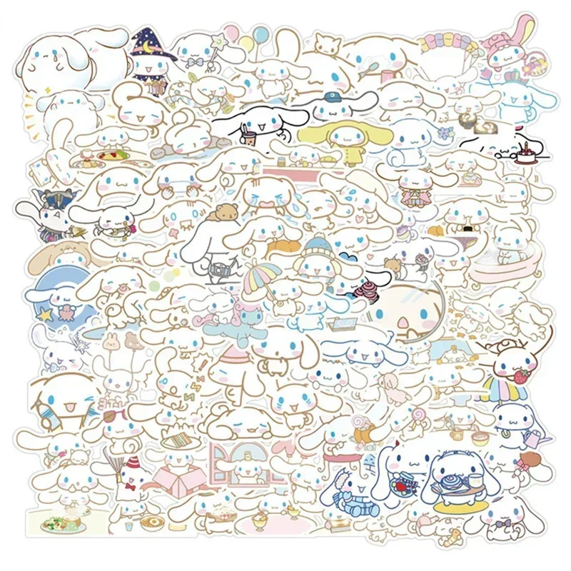 50Pcs Sanrio Hello Kitty Kuromi Melody Cinnamoroll Sticker Kawaii Laptop Skin DIY Diary Stationery Stickers Kids Toys Gifts New