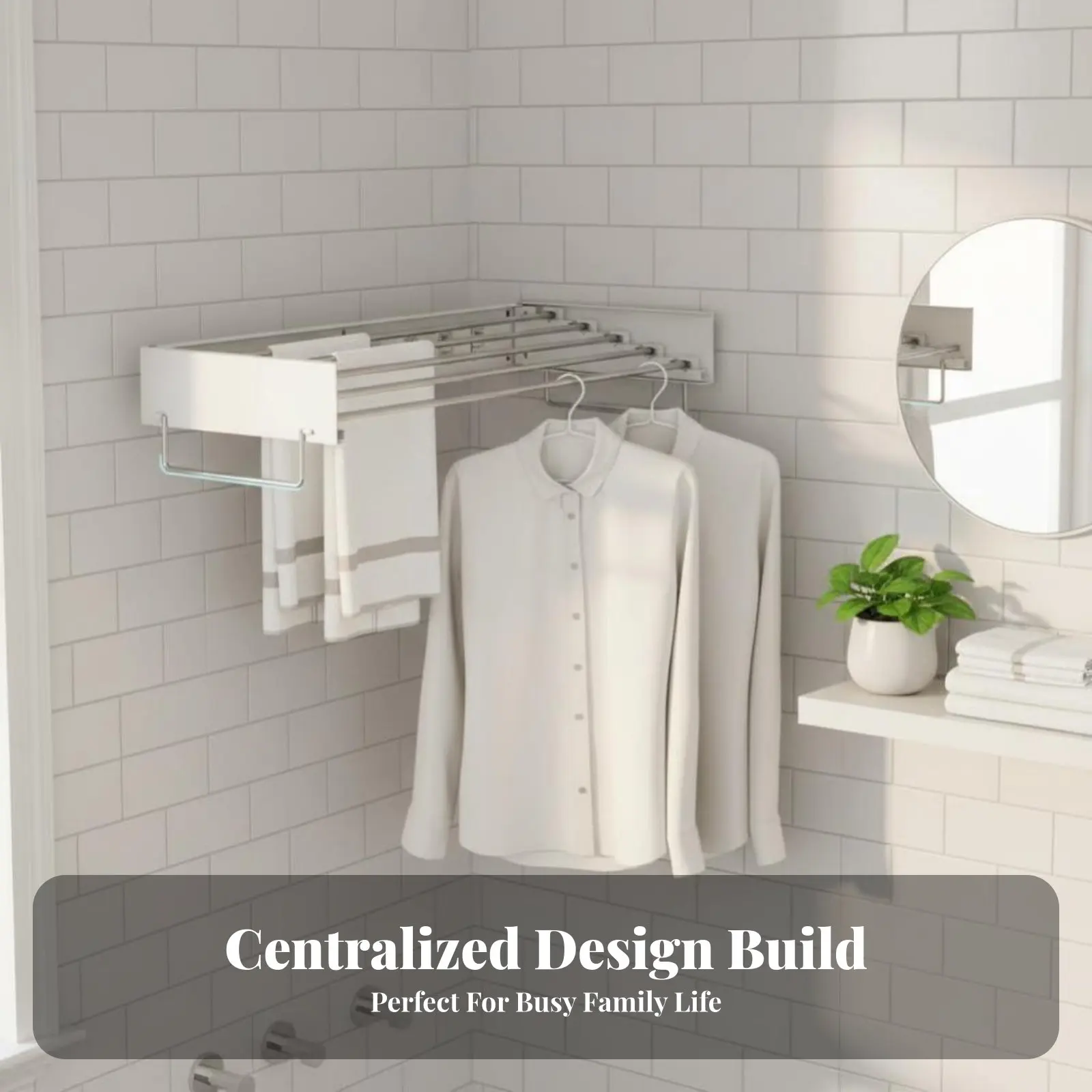 

Retractable Wall-Mounted Drying Hanger Space-Saving Retractable Wall Rack Multi-Purpose sturdyDuty for Homeowners, Small Spaces