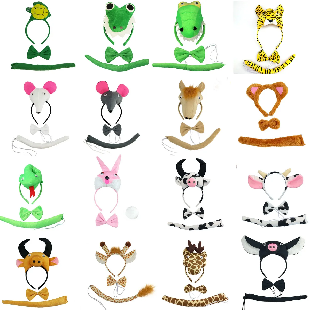 Adult Kids Party Plush Animal Ear Headband Wedding Birthday Gift Hair Band Tiger Elephant Lion Decor Halloween Costume Cosplay