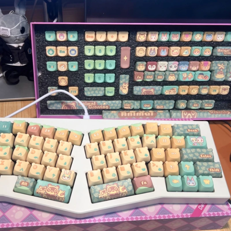 Набор колпачков для клавиш на тему животных и леса, индивидуальный сублимационный моапрофиль из ПБТ, крестовая ось, ключ для намотки, аксессуары для механической клавиатуры
