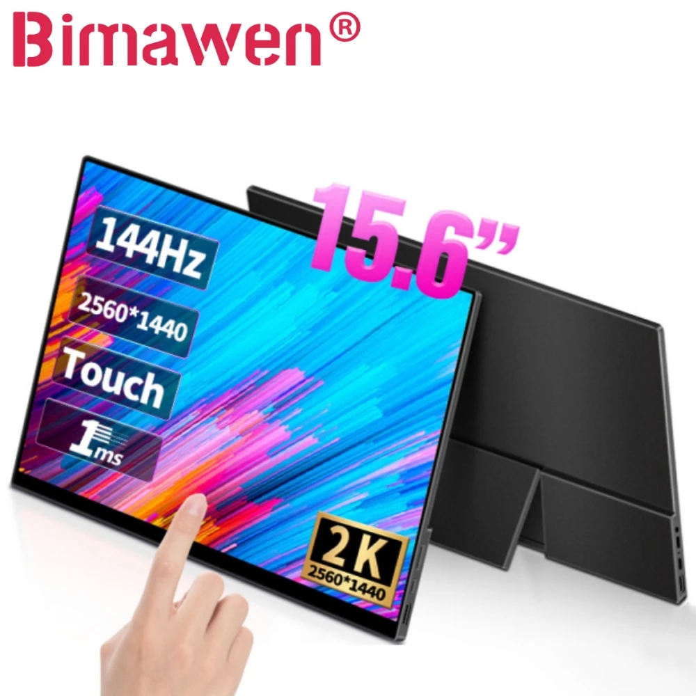 Портативный монитор Bimawen 2K, 15,6-дюймовый FHD-монитор для ноутбука, USB C, HDMI, компьютерный дисплей HDR для ПК, Mac, телефона, Xbox Switch, игры PS5-S1