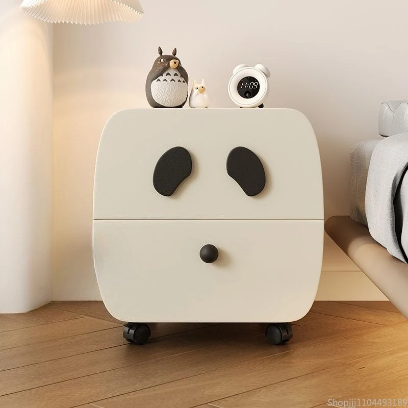 

Mini Solid Wood Nightstand - Narrow Mobile Bedside Table for Small Spaces