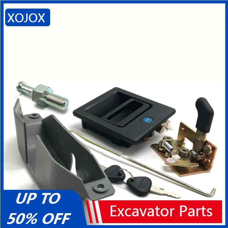 XOJOX For Excavators Volvo EC210B 240B 290B 360B Cab Door Lock Assembly Inner and Outer Handle Lock Block Cylinder Key