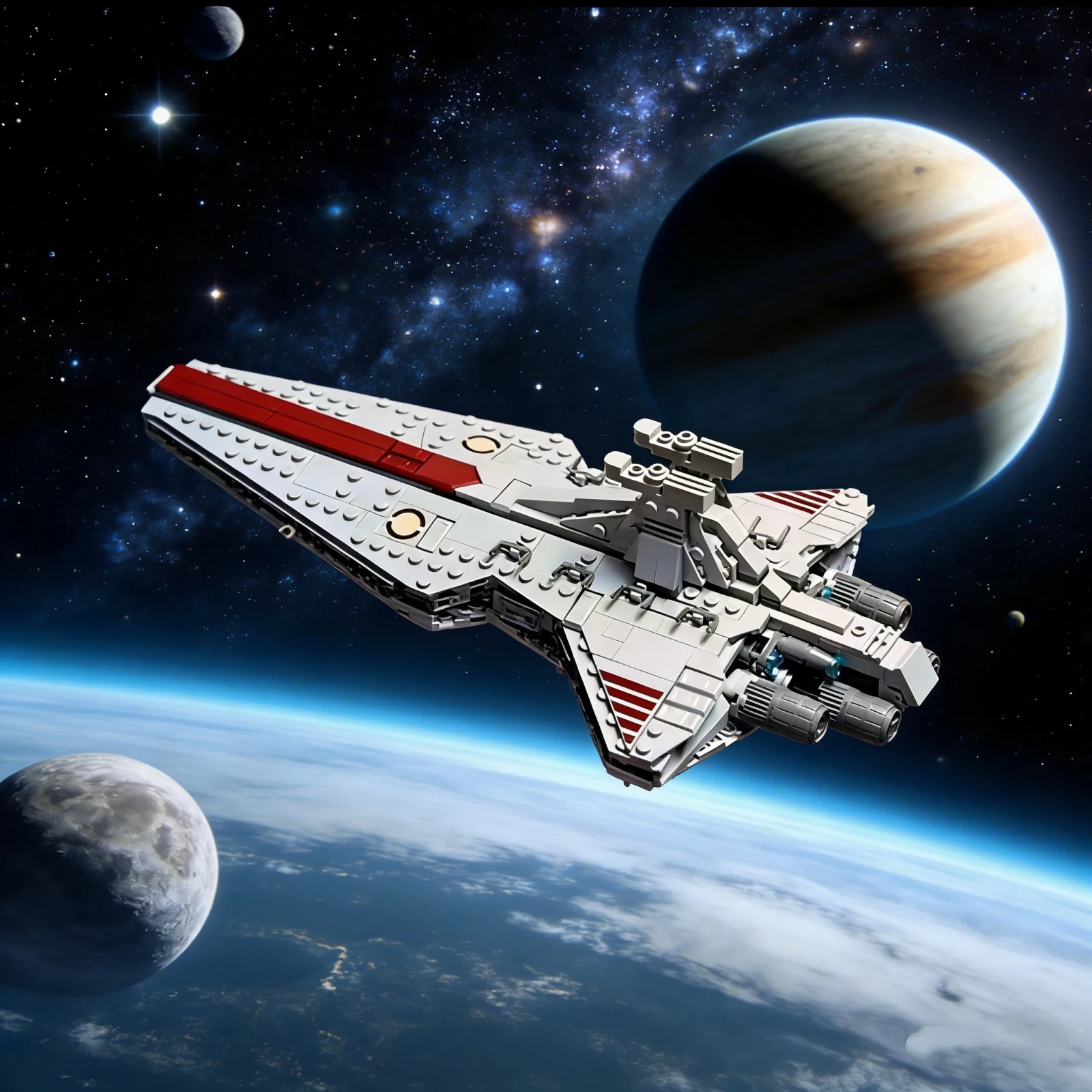 

В НАЛИЧИИ Совместимый с 75441 Venator Republic Cruiser Space Wars Clone Era Декоративная модель для дома, 643 детали, Атакующий корабль с двойными мостами