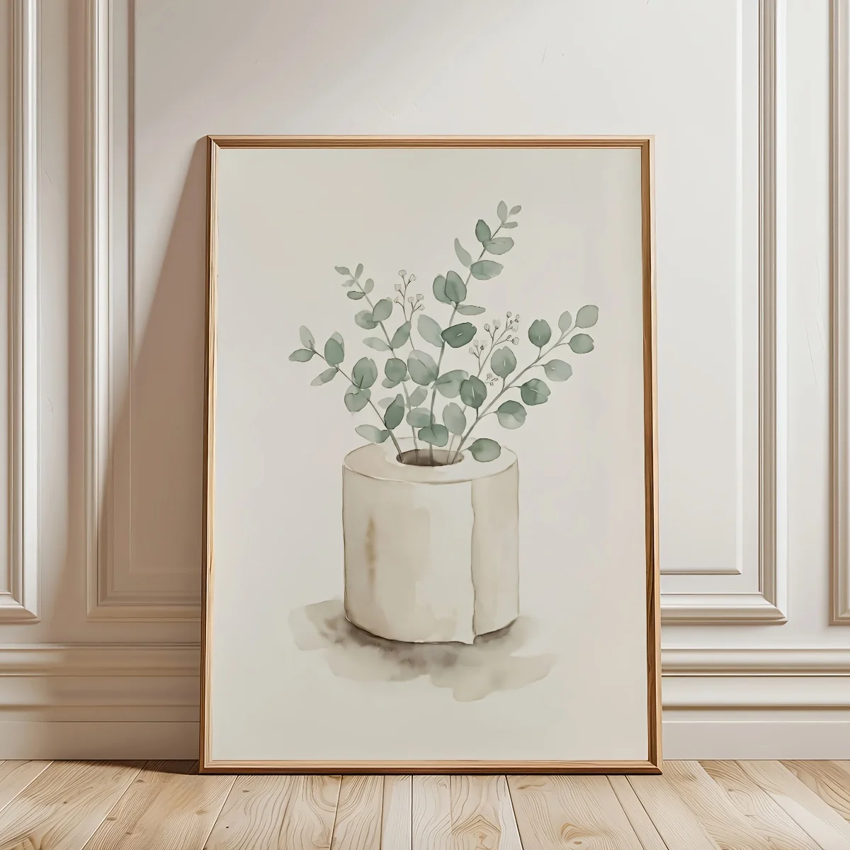 2D Flat, 1pc Frameless Toilet Paper Roll Art Poster, Flower Themed Bathroom Canvas Painting, Creative Wall Art, Birthday Pres