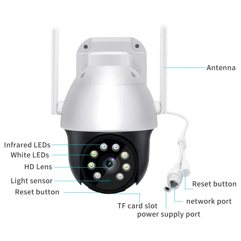 2MP 1080P Yoosee APP Full Color  Wireless  PTZ IP Dome Camera AI Humanoid Detection Full Color Security CCTV Baby Monitor