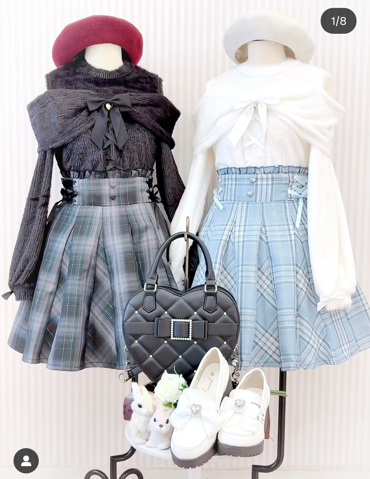 Top scozzese rosso Abiti da donna in stile college Stile giapponese dolce college Top con papillon dolce e gonna scozzese venduta separatamente