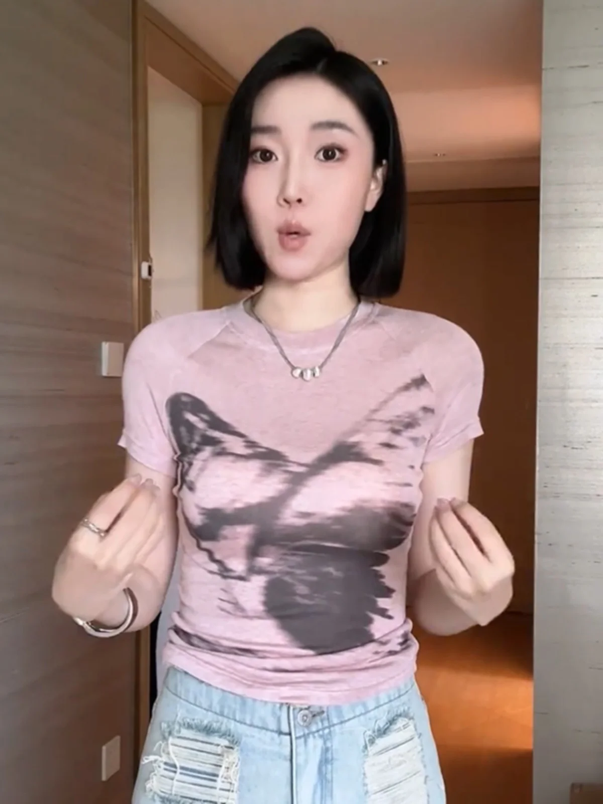 

Футболка с принтом окрашивания, женская летняя корейская футболка Slim Fit в стиле ретро, универсальный утягивающий топ или длина