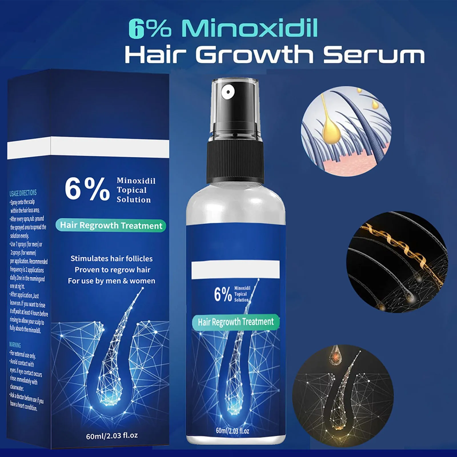 Topical Solution Hair Growth Spray For Men And Women Hair Regrowth Serum For Thicker Longer Hair Help To Stop Thinning