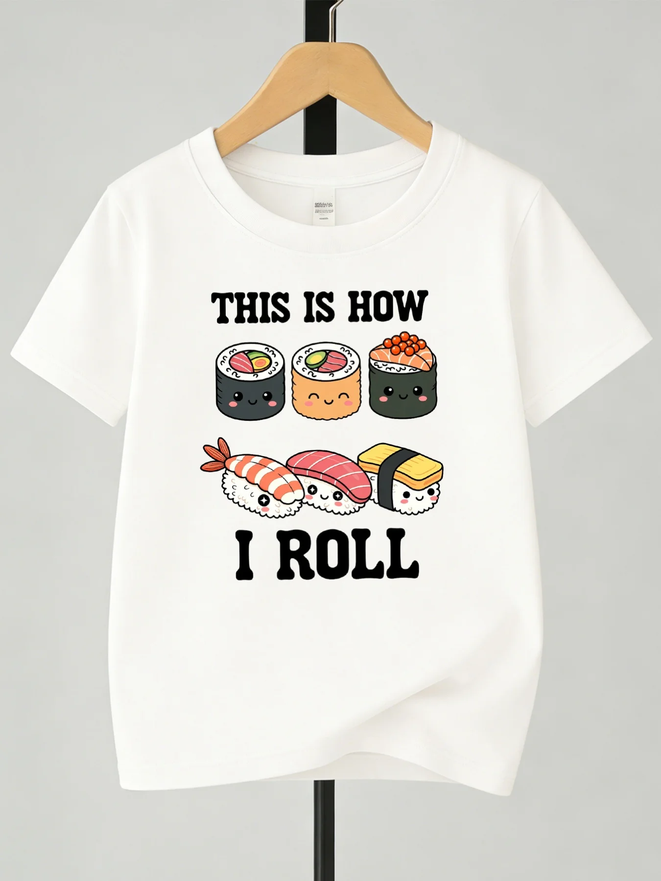 Kids This Is How I Roll Cute Sushi Cartoon Graphic Tee Boys Girls Family Matching Short Sleeve Funny Casual Everyday T Shirt