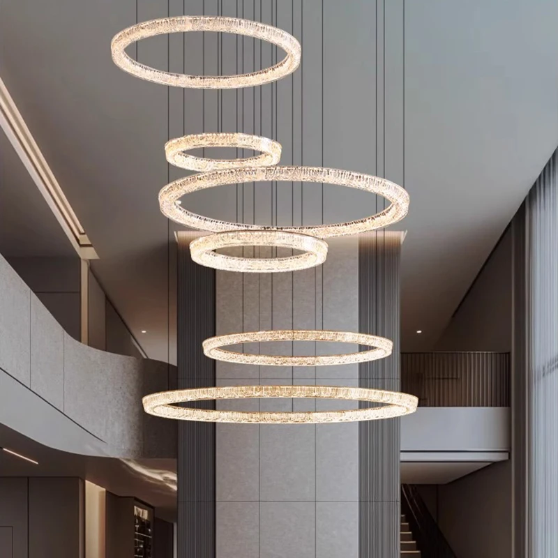 

Modern Ring Stairs Led Lights Pendant Light Lamps For Living Room Led Chandeliers For Dining Room Hanging Light Indoor Lighting