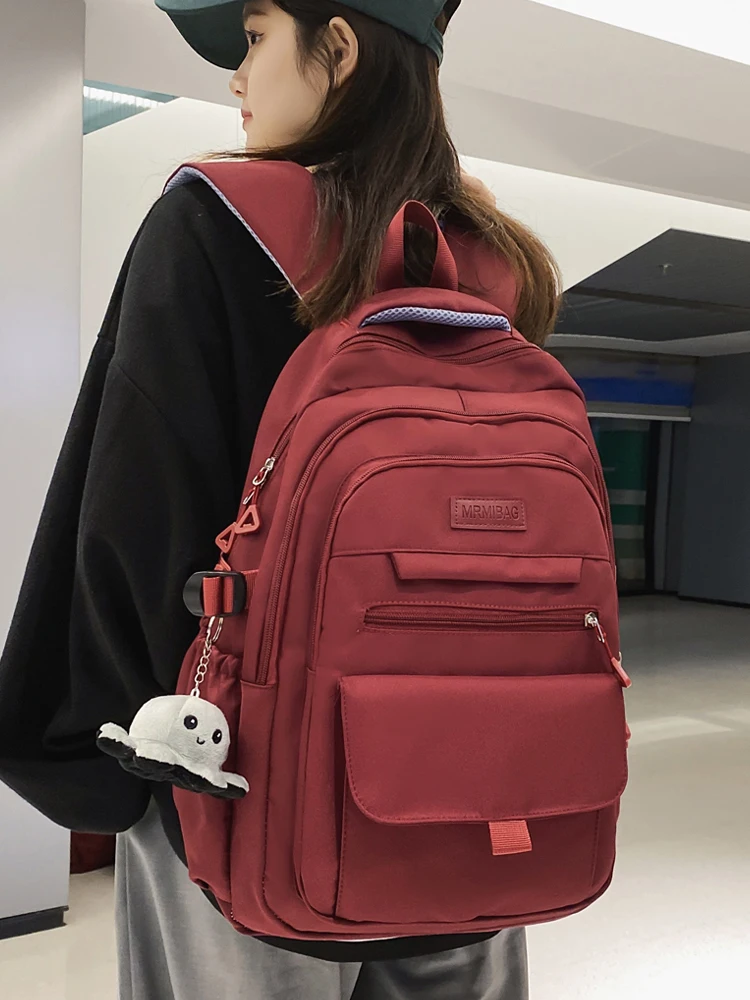 

Large Capaci Double oulder Bapa for High School Students Men And Women 5.6 Inch Laptop Bag Nylon Material Zipper Clo...